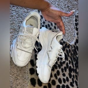 White sneakers with rhinestones, Steve Madden